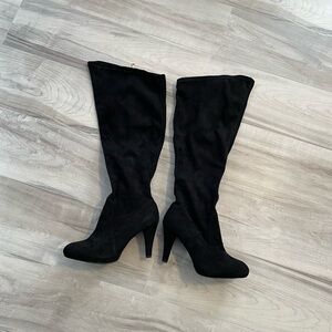 LANE BRYANT Black Suede Tall High Heeled Boots- Size 10W